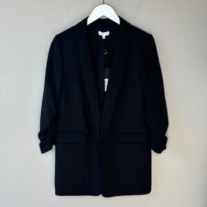 Gianni Bini Madison Ruched 3/4 Sleeve Shawl Collar Twill Boyfriend Blazer Sz 10